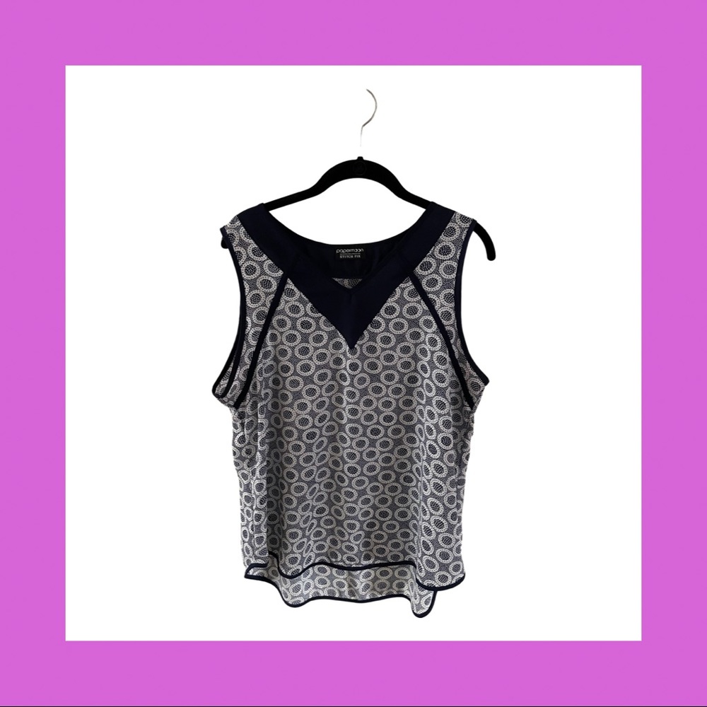 Papermoon for Stitch Fix Navy Blue & White Shell
